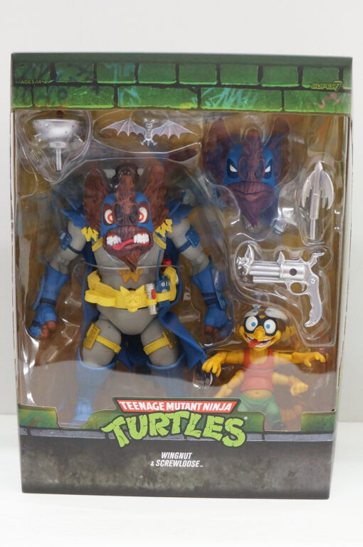 Tartarughe Ninja Ultimates Action Figura Wingnut & Screwloose 18 Cm Super7 (Spedito in 24 ore)