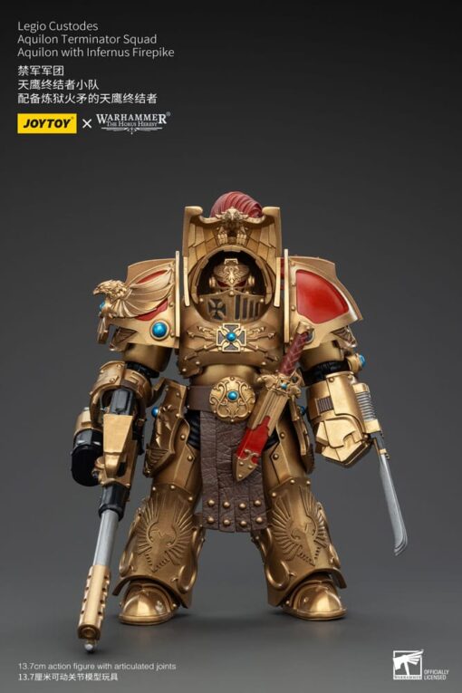 Warhammer The Horus Heresy Action Figura 1/18 Legio Custodes Aquilon Terminator Squad Aquilon Con Infernus Firepike 14 Cm Joy