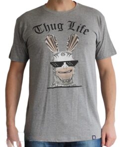 Lapins Cretins - Tshirt "thug Life" Uomo Ss Grigio Sport - Basic Medium