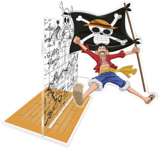 One Piece Fermalibri Acrilico Monkey D. Luffy con la Bandiera 15 Cm Abystyle