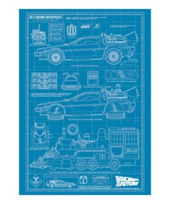 Ritorno Al Futuro Art Print Macchina Del Tempo Blueprint Edizione Limitata 42 X 30 Cm Fanattik