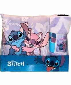 Disney Stitch & Angel Coperta In Pile + Cuscino Set Disney