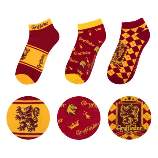Harry Potter Ankle Calzini 3-pack Grifondoro taglia unica Cinereplicas