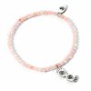 Harry Potter Bracciale Perle Rosa con Ciondolo Occhiali Luna Argento Distrineo