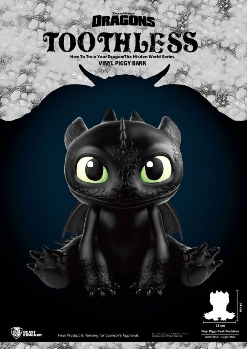 How To Train Your Dragon Piggy Vinile Bank Toothless 34 Cm Beast Kingdom Toys