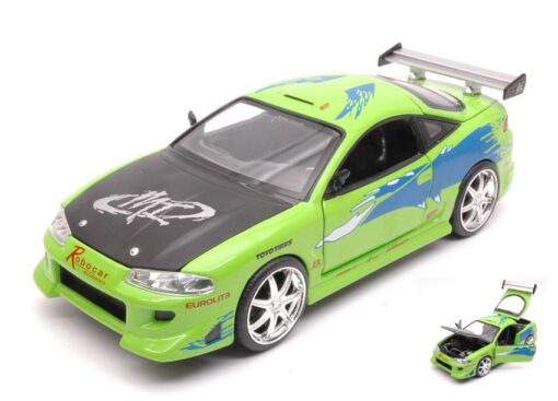 Jada 97603 Fast & Furious Mitsubishi Eclipse 1995 Brian's verde lime 1:24 Modellino