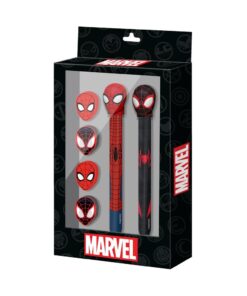 Marvel Spiderman Pen + Pencil + 4 erasers pack Karactermania