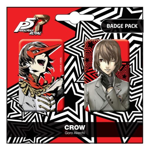 Persona 5 Royal Spilla Badges 2-pack Crow / Goro Akechi Popbuddies