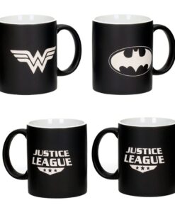 SD TOYS JUSTICE LEAGUE B/W CERAMIC 4 MUGS SET