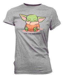 Star Wars Mandalorian Cute Yoda The Bambino Sleeping Grey Women T-shirt Funko