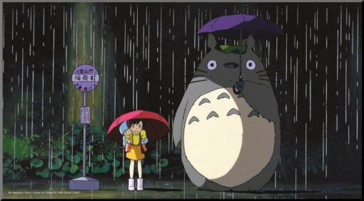 STUDIO GHIBLI TOTORO BUS STOP WOOD PANEL POSTER