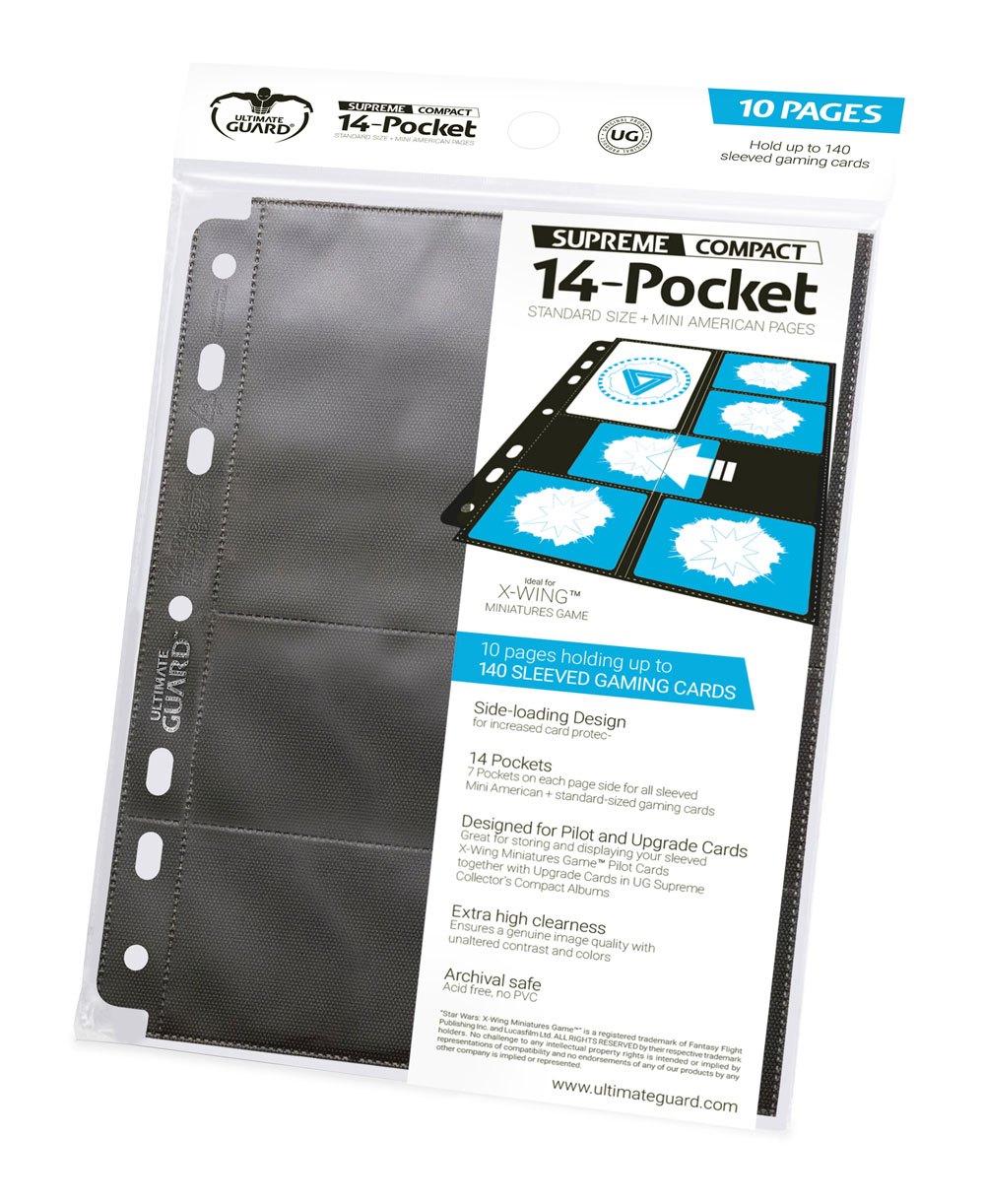 Ultimate Guard 14-Pocket Compact Pages Standard Size & Mini American Black (10) Ultimate Guard