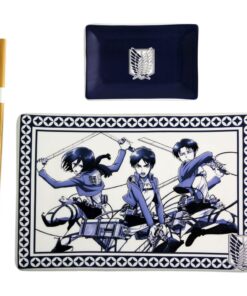Attack On Titan Ceramic Sushi Set Con Bacchette Cinesi Just Funky