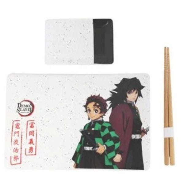 Demon Slayer Ceramic Sushi Set Con Bacchette Cinesi Tanjiro & Giyu Just Funky