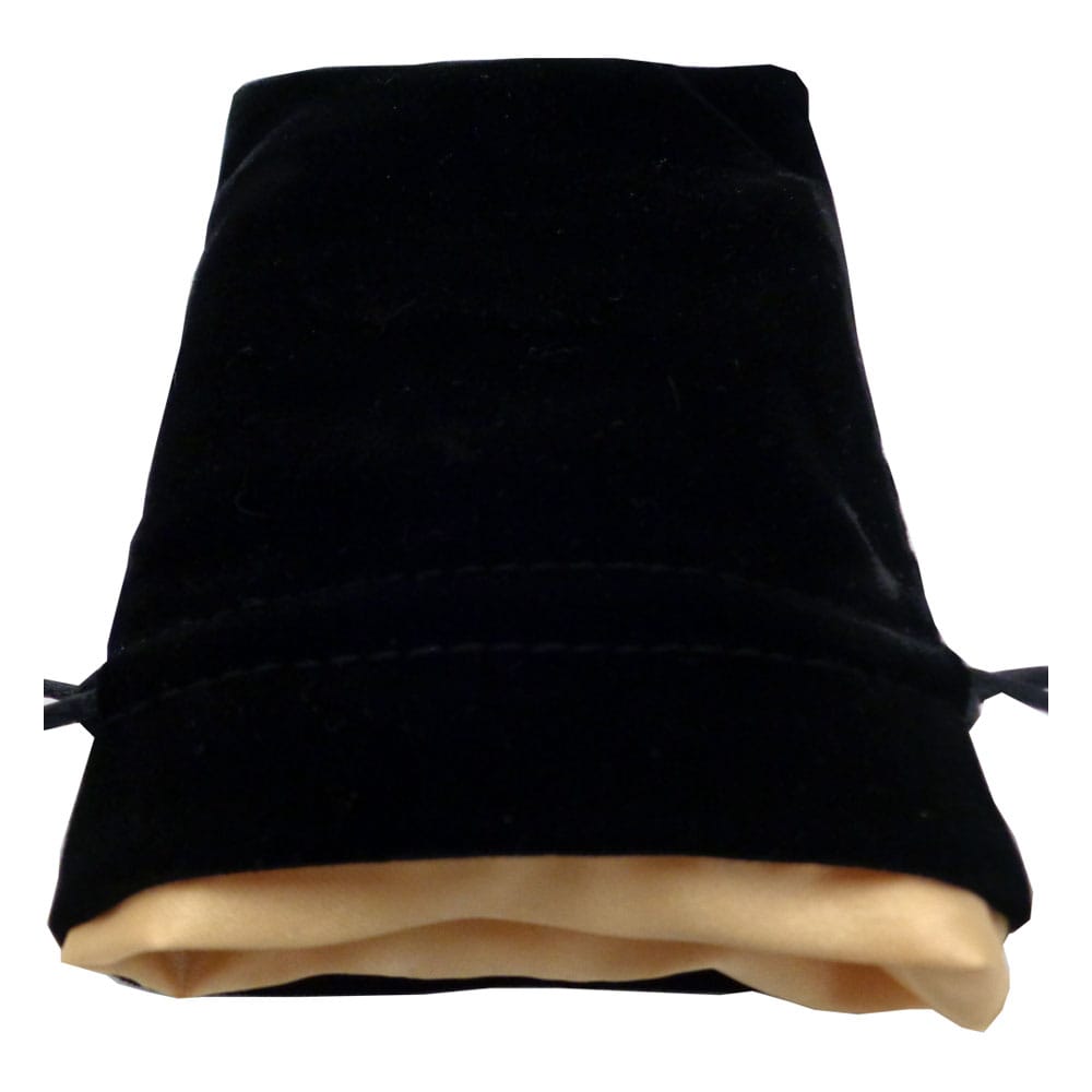 Fanroll Dice Bag Velvet Black Con Gold Satin Small Fanroll
