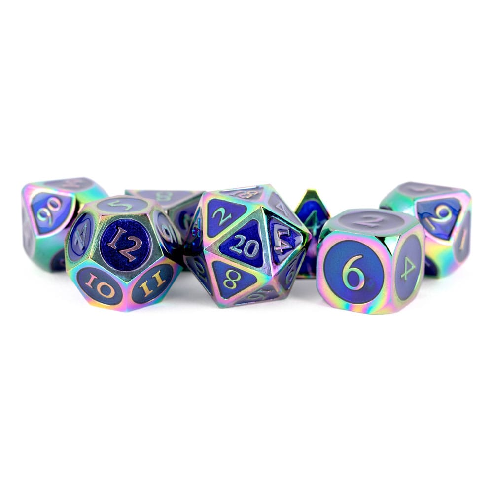 Fanroll Dice Set Arcobaleno Con Blue Enamel (7) Fanroll