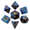 Fanroll Mini Dice Set Blue/light Blue Con Gold Numbers (7) Fanroll