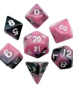 Fanroll Mini Dice Set Pink/black Con White Numbers (7) Fanroll