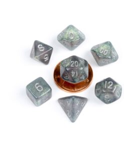 Fanroll Mini Dice Set Stardust Gray Con Silver Numbers (7) Fanroll