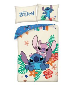 Lilo & Stitch Duvet Set Stitch & Angel Flowers 140 X 200 Cm / 70 X 90 Cm Halantex